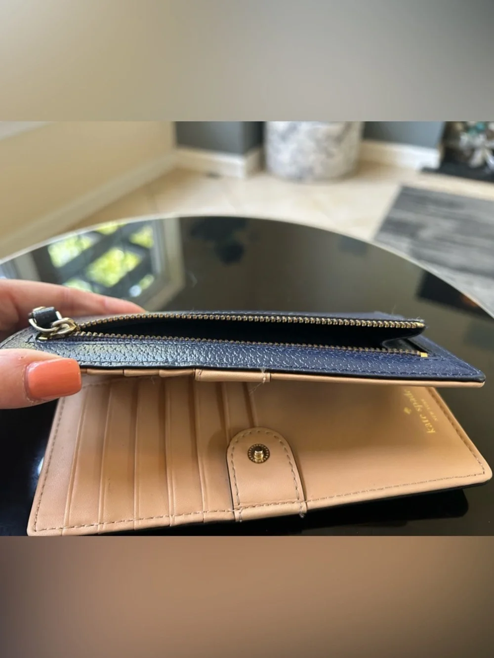 KATE SPADE Navy & Gold Leather Wallet
